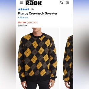 AllSaints Fitzroy Crewneck Sweater NWT Size Medium